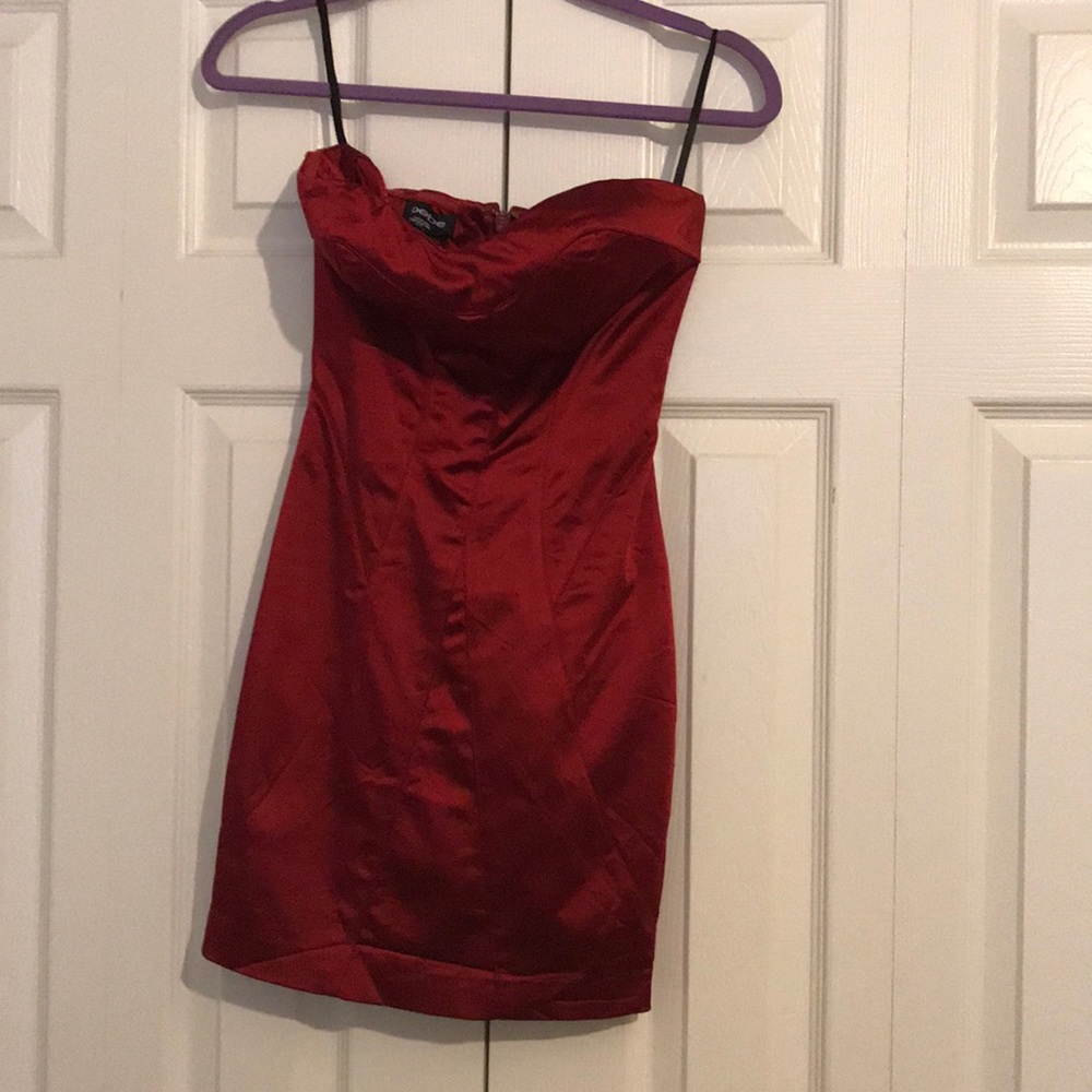 Bebe Red Strapless Cocktail Dress